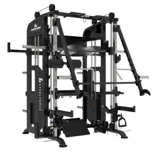 Binom Steel Force B21 Multigimnasio con 100Kg x 2, Brazos Moviles, Doble Polea, Power Rack, Multipower, Prensa de Piernas y accesorios