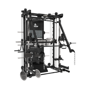 Binom Steel Force B12-V2 Multigimnasio, Brazos Moviles, Doble Polea (100 Kg x2), Power Rack, Press de Piernas, Multipower, Remo y accesorios